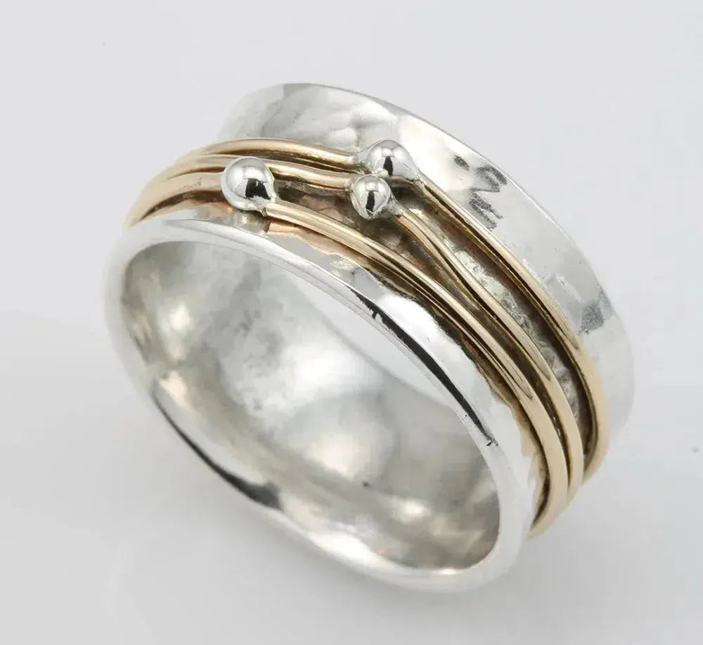 Vintage golden layered silver ring