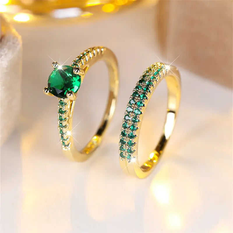 Serena Emerald Duo Ring Set
