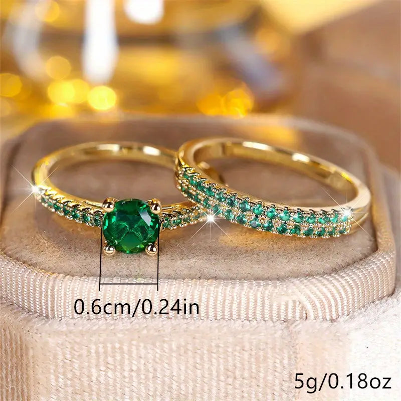 Serena Emerald Duo Ring Set