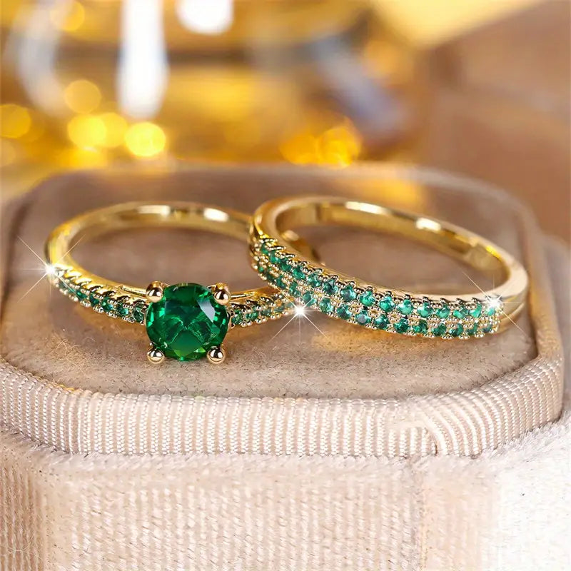 Serena Emerald Duo Ring Set